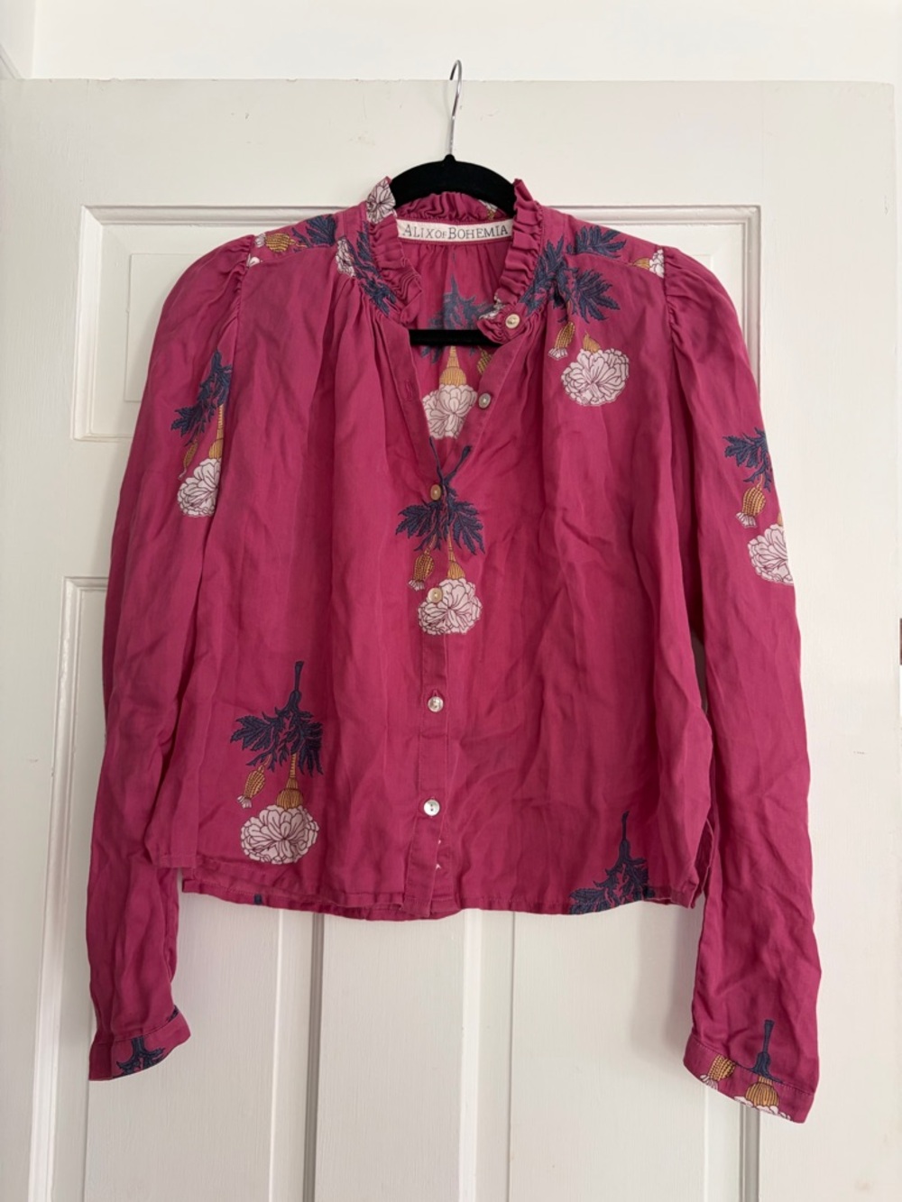 Alix Of Bohemia Fuchsia‎ Floral Button-Up Blouse sz XS